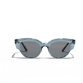 Retro cat-eye sunglasses with translucent grey blue frames and dark grey lenses - Transparent Blue
