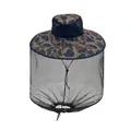 Camo outdoor mosquito head net hat with breathable mesh and adjustable drawstring - M (56-58cm) / Blue Large Pattern Camouflage