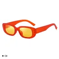 Retro square frame sunglasses in vibrant orange with tinted yellow lenses, style C8 - C10 Matte Orange Frame Yellow Lens