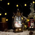Farol navideño de bronce con figuras de muñecos de nieve y purpurina mágica - Familia de Muñecos de Nieves