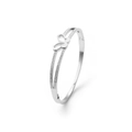 Detail showing hollow butterfly silver bangle with brilliant cubic zirconia inlays - Hollow Butterfly Silver (B2201-ST)