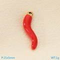 Red 21x5mm Italian cornello chili pendant with gold bail for DIY necklace making - 21x5mm Red Chili Pendant - Gold Loop (KLJ10003-Z)