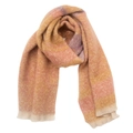 Detailed shot of pink and orange leopard print scarf with soft fringe edges - Extended Version / Yellow Orange Purple
