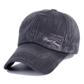Charcoal grey washed cotton baseball cap with white printed Dowl Casual text - Black