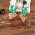 Christmas reindeer antler headband with green sequins and festive brown faux fur - Green Plush Antler Headband