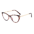 Montura de gafas cat eye en carey y metal dorado vista desde un ángulo lateral de 45 grados - Marco Carey Oro Anti-luz Azul