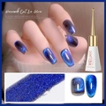 Peacock blue cat eye nail polish glue with deep purple shimmer and magnetic effect - Peacock Cat Eye Color Change 04