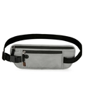 Light grey running waist pack with RFID protection and grid texture fabric - Light Gray