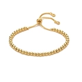 Polished gold beaded bracelet with adjustable slide clasp and zircon charms - 4mm Round Bead / Gold