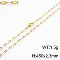 Golden titanium steel lip link chain, 450x2.3mm necklace with lobster clasp, 1.5g weight - Style B 2.3mm Width - 45cm Length / Gold