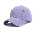 Berretto da baseball viola consumato con ricamo Nefarious e dettagli stile vintage - Regolabile / Viola