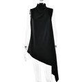 Women's black sleeveless top with high neck and asymmetrical hem design - L / Standard / Black