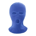 Winter knitted balaclava ski mask in bright blue with three-hole thermal design - 3-Hole Design / Denim Blue