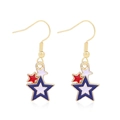 Independence Day star earrings with red white and blue enamel in gold finish - Style 34-Red White Blue Star and Stripes Pentagram Earrings