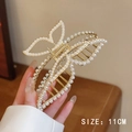 Pince à cheveux papillon en métal doré de 11cm ornée de perles blanches élégantes - 94# Papillon Perle