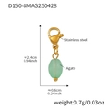 Green agate pendant in stainless steel with golden lobster clasp and precise measurements - Gold Agate Pendant Only (Without Chain) (D150-8)