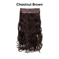 Long wavy chestnut brown hair extension piece with five clips for women - Chestnut Brown