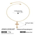 Wasserdichte 18K Gold Edelstahl Kreuz Halskette mit Größenangaben und Gewichtsangaben - Weißer Strass (JDN0112038-WT)