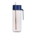 740ml Tritan water bottle with dark blue lid, built-in straw, and portable silicone strap - 740ml / Indigo Blue
