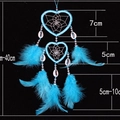 Blue heart-shaped dream catcher with feathers and shells in 7cm and 5cm sizes - 8002C Small-Blue