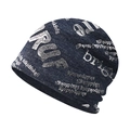 Berretto in maglia grigio scuro con stampa di lettere bianche e design slouchy - Regolabile / Blu navy