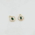 18k gold plated butterfly pendant with green gemstone and mother of pearl inlay - Green Zircon Square 12.5mm