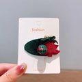 Weihnachtshaarclip mit grünem Baum, rotem Ball und kleiner Glocke auf Samtunterlage - 1# Roter Baum Haarklammer