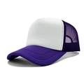 Classic purple and white mesh trucker hat with adjustable snapback and curved brim - One Size(56-58cm) / Upgraded Purple