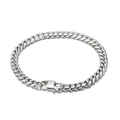 Massives silbernes Gliederkettenarmband aus Edelstahl mit Verschluss auf weißem Grund - Armband 20cm (KB153779-Z) / Stahlfarbe