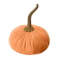 Handcrafted orange velvet pumpkin with realistic brown stem for festive home decor - 7cm / Gold
