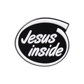 Broche en émail noir et blanc avec texte Jesus Inside et ligne incurvée design - Style De Texte Jesus Inside (QHXZ2407)