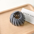 Matte dark grey bird nest hair ring expander clip for bun styling on wooden tray - Glossy Grey