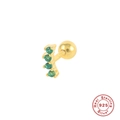 S925 sterling silver gold plated stud earring with four emerald green zircon stones - Gold - Green Zirconia