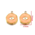 Pink octagonal stainless steel evil eye pendant with 16mm x 13mm size markings - Type A Orange Eye