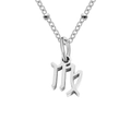Minimalist silver stainless steel Virgo zodiac sign pendant necklace with beaded chain - Virgo / Silver