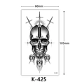 Waterproof tattoo sticker K-425 featuring skull, swords and eyeballs 60x105mm - K-425 Three Swords Skull Eyes