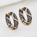 Hoop earrings in gold finish featuring leopard print cubic zirconia micro-pave setting - Hoop Leopard Print-EA06-3