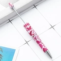 Pink and white DIY beaded pen with medical patterns and butterflies on a grid background - Pink White Medical Theme Print (90)