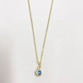 Minimalistische 14K vergoldete Halskette mit 5mm hellblauem Rundstein-Anhänger - Hellblau (März)