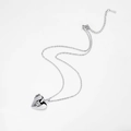 Collana con medaglione a cuore in acciaio inossidabile argento con cristallo a stella brillante - Bianco Argento (A331-8-36)