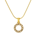 Elegant gold-tone snake chain necklace featuring a crystal-encrusted round pendant - Gold Letter O (S-P148-O)