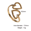 Tabla de tallas detallada para anillo ajustable de doble corazón dorado de 17,4mm interno - Dorado