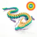 Macro view of 3D printed dragon showing colorful gradient scales and movable joints - 30CM Rainbow #1