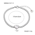 Bracciale tennis a cuore in acciaio inossidabile argento con piccoli zirconi - Colore Acciaio Zircone Bianco