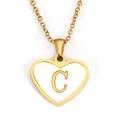 Golden heart pendant necklace with white inlay and letter C on fine chain - Letter C - Gold Heart White Shell