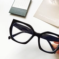 Modern black geometric thick frame blue light blocking glasses with clear lenses - Black & White