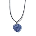Natural blue stone heart pendant necklace with white marble texture on white background - 20mm Pendant + 40cm Leather Cord / Blue Spot Stone