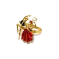 Golden napkin ring with dancing couple, red enamel dress and pearl detail decoration - Style 12-Dancing Couple with Pearl and Enamel