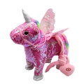 Unicorno giocattolo di paillettes rosa con criniera arcobaleno e ali cangianti - Paillettes Rosso Rosa