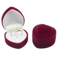 Romantic burgundy heart-shaped velvet ring box with a sparkling gold crystal ring - White / High-grade Small Heart Ring Box / Burgundy